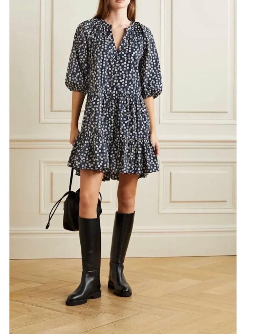 APIECE APART Mitte Tiered Printed Organic Cotton-Poplin Mini Dress
